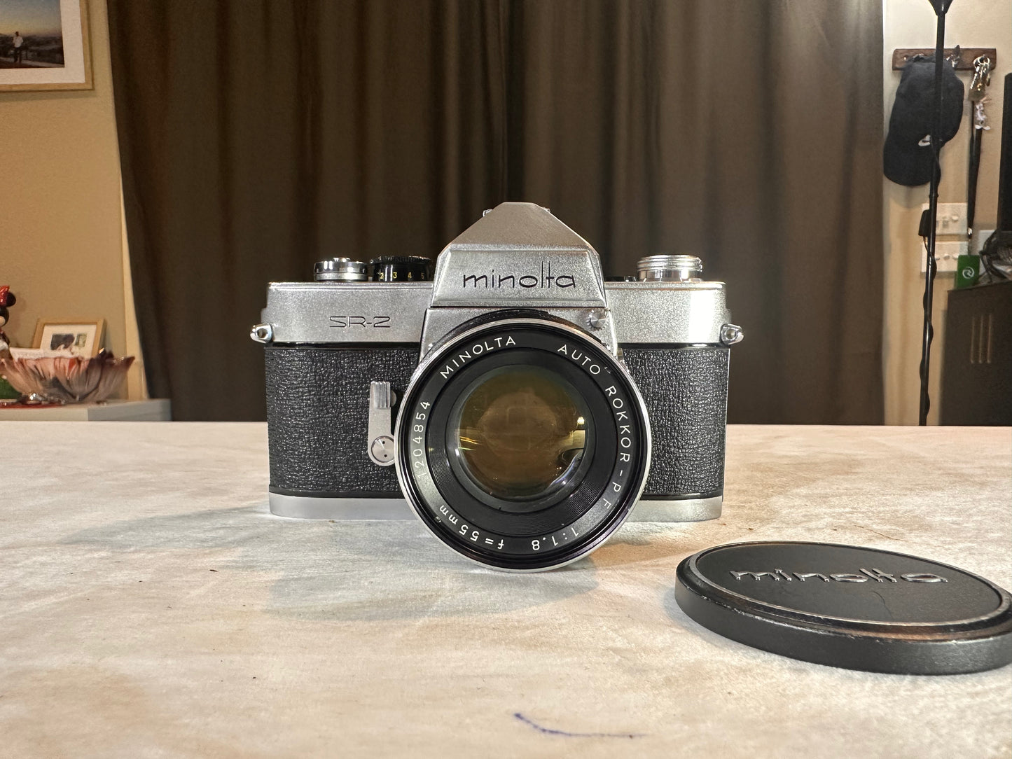 Minolta SR-2 35mm SLR Film Camera w/ Rokkor PF 55mm f/1.8 Lens – WORKING – RARE VINTAGE