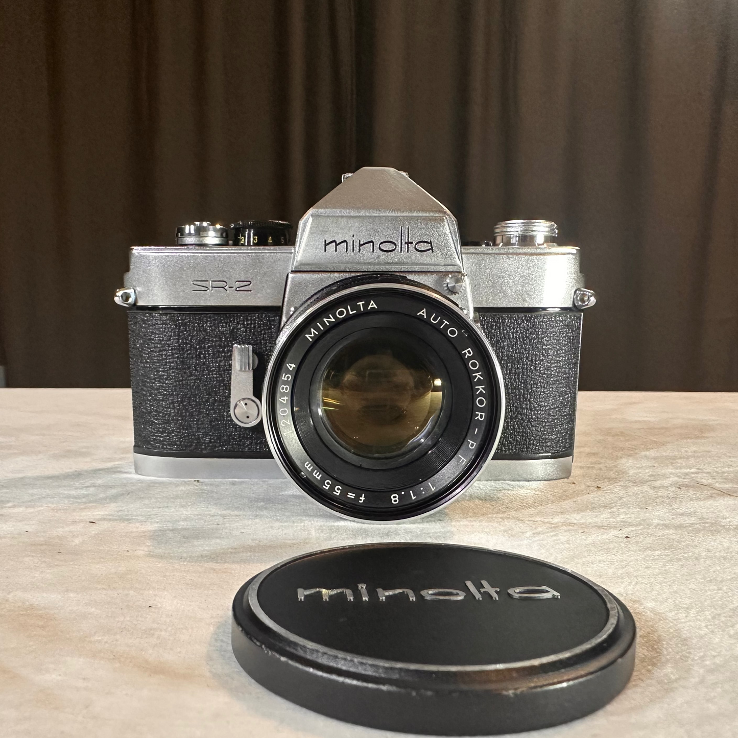 Minolta SR-2 35mm SLR Film Camera w/ Rokkor PF 55mm f/1.8 Lens – WORKING – RARE VINTAGE
